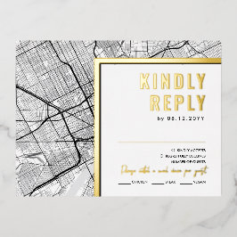 Detroit, Michigan Love Locator | RSVP-antwoord Folie Uitnodiging Briefkaart