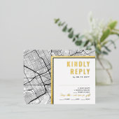 Detroit, Michigan Love Locator | RSVP-antwoord Folie Uitnodiging Briefkaart (Staand Voorkant)