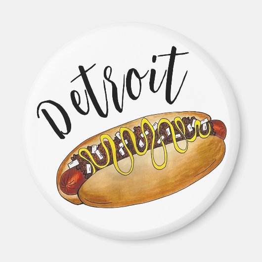 Detroit Michigan MI Coney Island Hot Dog Chili Dog Magneet (Voorkant)