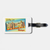 Detroit Michigan MI Old Vintage Travel Souvenir Bagagelabel (Achterkant horizontaal)