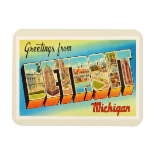 Detroit Michigan MI Old Vintage Travel Souvenir Magneet