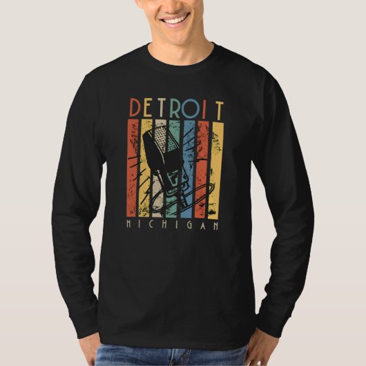 Detroit Michigan  Microphone Retro  T-shirt (Voorkant)