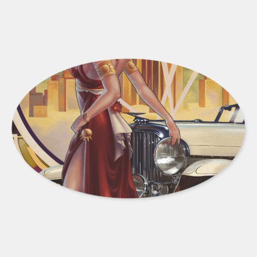 Detroit, Michigan | Motorstad Ovale Sticker (Voorkant)