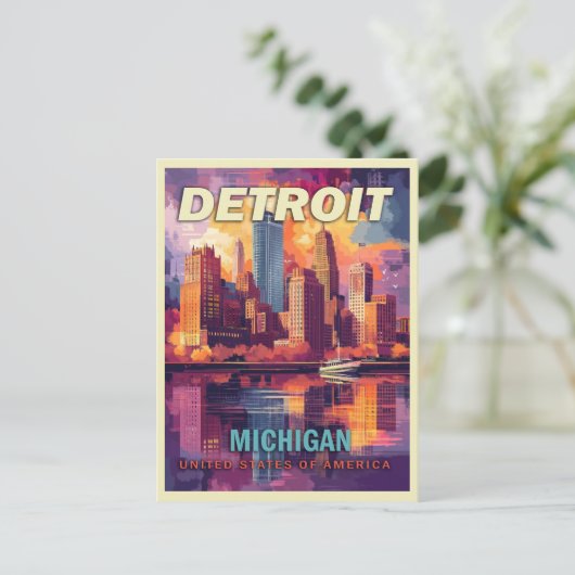 Detroit, Michigan | oldtimerreis Briefkaart (Staand voorkant)