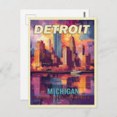 Detroit, Michigan | oldtimerreis Briefkaart (Voorkant / Achterkant)