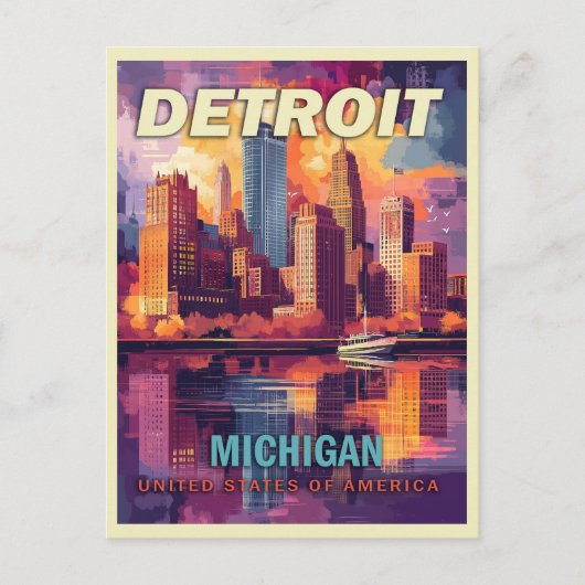 Detroit, Michigan | oldtimerreis Briefkaart (Voorkant)