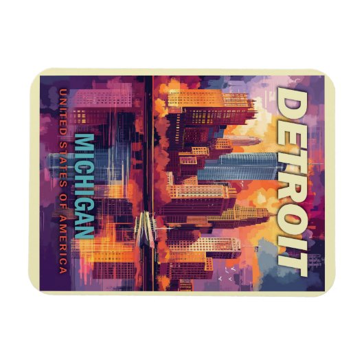 Detroit, Michigan | oldtimerreis Magneet (Horizontaal)