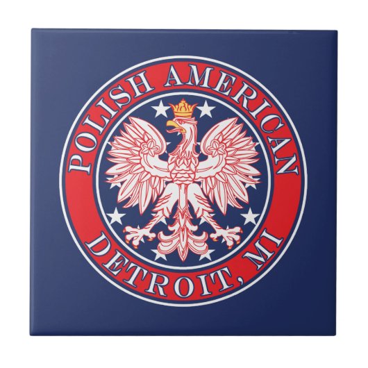Detroit Michigan Polish Eagle Tegeltje (Voorkant)