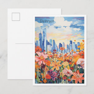 Detroit Michigan Reizen Stad Briefkaart