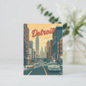 Detroit Michigan Retro Cars Reizen Briefkaart (Staand voorkant)