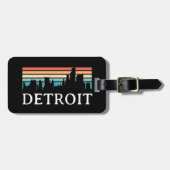 Detroit Michigan Retro  Sunset Skyline Bagagelabel (Voorkant horizontaal)