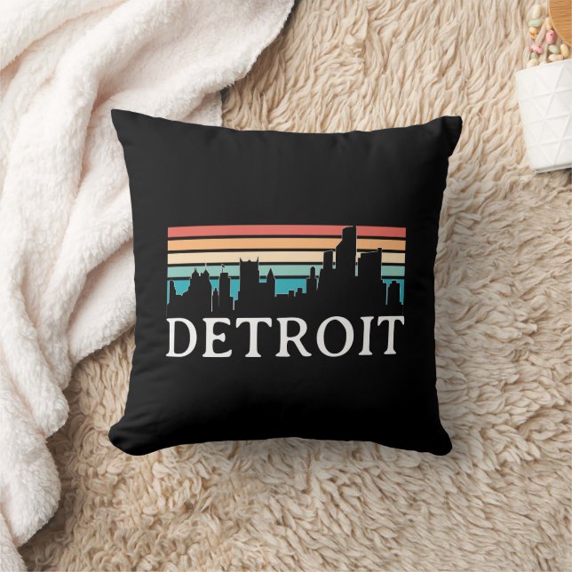 Detroit Michigan Retro  Sunset Skyline Kussen (Deken)