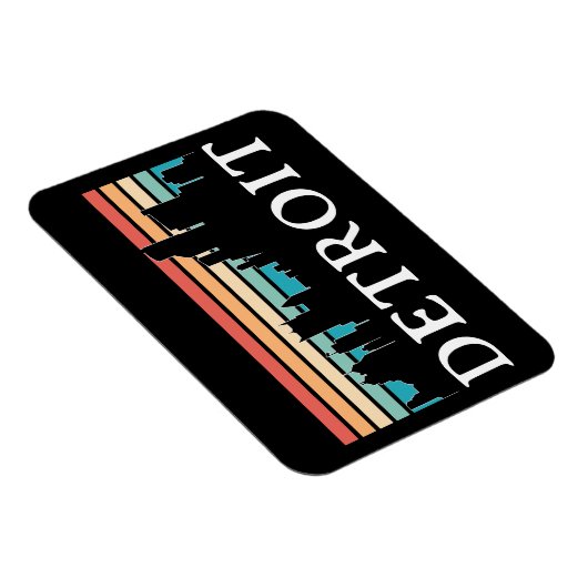 Detroit Michigan Retro  Sunset Skyline Magneet (Rechterzijde)