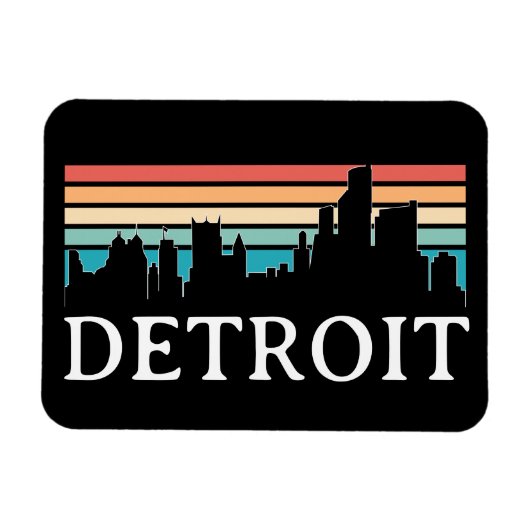 Detroit Michigan Retro  Sunset Skyline Magneet (Horizontaal)
