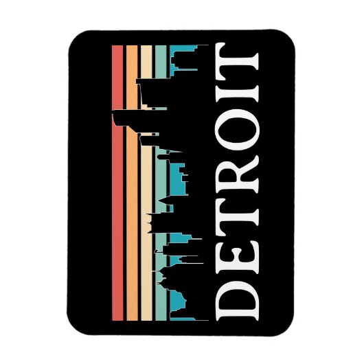 Detroit Michigan Retro Sunset Skyline Magneet (Verticaal)