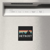 Detroit Michigan Retro  Sunset Skyline Magneet (Insitu (Vaatwasser))