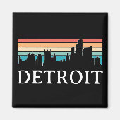 Detroit Michigan Retro  Sunset Skyline Magneet (Voorkant)