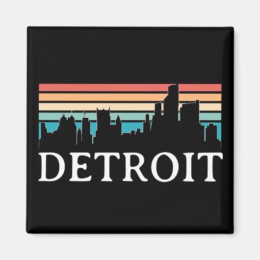 Detroit Michigan Retro  Sunset Skyline Magneet (Voorkant)