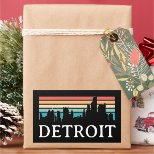 Detroit Michigan Retro Sunset Skyline Rechthoekige Sticker