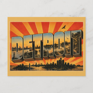Detroit Michigan Rivier Eiland Park Bos Kunst Briefkaart