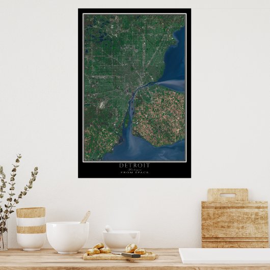 Detroit Michigan Satellite Poster Map (Keuken)