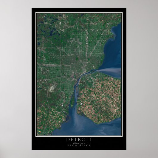Detroit Michigan Satellite Poster Map (Voorkant)