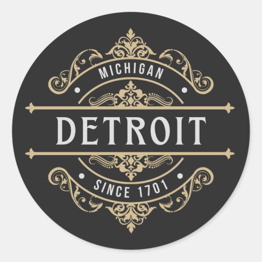 Detroit Michigan sinds 1701 Ronde Sticker (Voorkant)