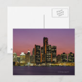 Detroit, Michigan Skyline bij nacht Briefkaart (Voorkant / Achterkant)