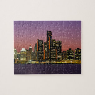 Detroit, Michigan Skyline bij nacht Legpuzzel