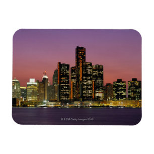 Detroit, Michigan Skyline bij nacht Magneet