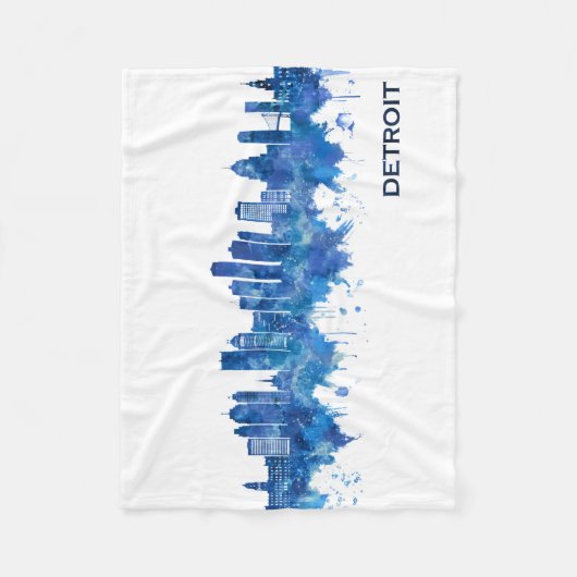 Detroit Michigan Skyline Blue Fleece Deken (Voorkant)