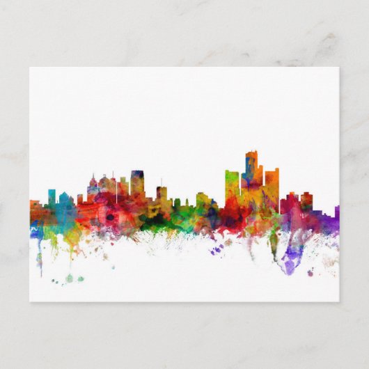Detroit Michigan Skyline Briefkaart (Voorkant)