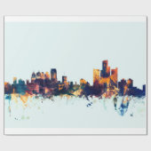 Detroit Michigan Skyline Cadeaupapier (Vlak)
