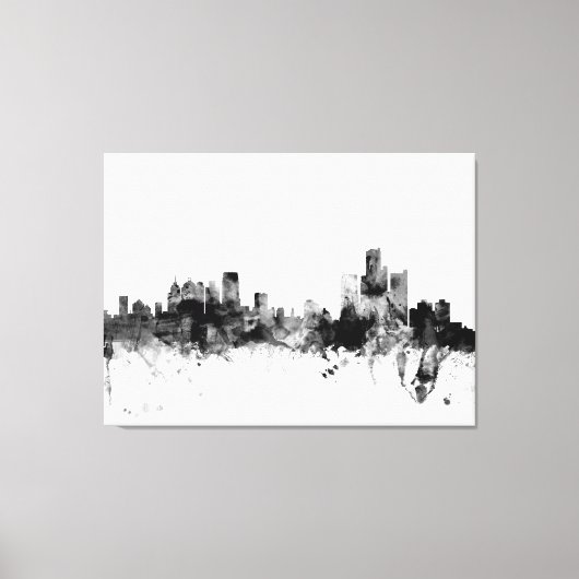 Detroit Michigan Skyline Canvas Afdruk (Voorkant)