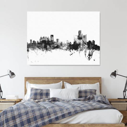 Detroit Michigan Skyline Canvas Afdruk (Insitu (Slaapkamer))