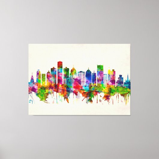 Detroit Michigan Skyline Canvas Afdruk (Voorkant)