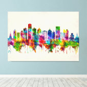 Detroit Michigan Skyline Canvas Afdruk (Insitu (Houten vloer))