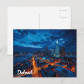 Detroit Michigan Skyline City Art Briefkaart (Voorkant / Achterkant)