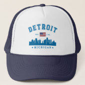 Detroit Michigan Skyline city Est. 1701  Trucker Pet (Voorkant)