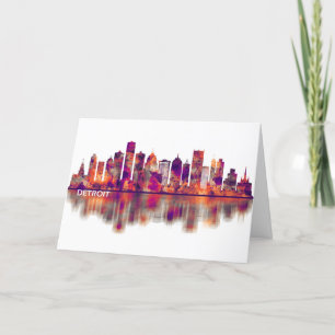 Detroit Michigan Skyline Feestdagen Kaart