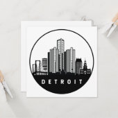 Detroit Michigan Skyline Kaart (Voorkant / Achterkant in situ)