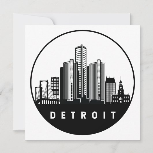 Detroit Michigan Skyline Kaart (Voorkant)