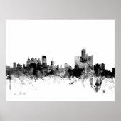 Detroit Michigan Skyline Poster (Voorkant)