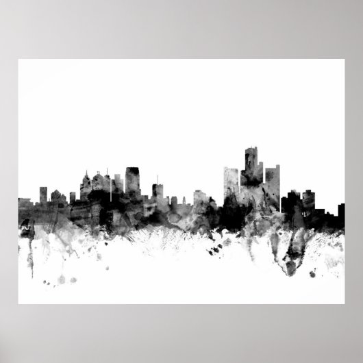 Detroit Michigan Skyline Poster (Voorkant)
