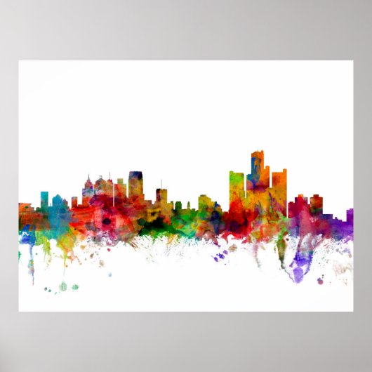 Detroit Michigan Skyline Poster (Voorkant)