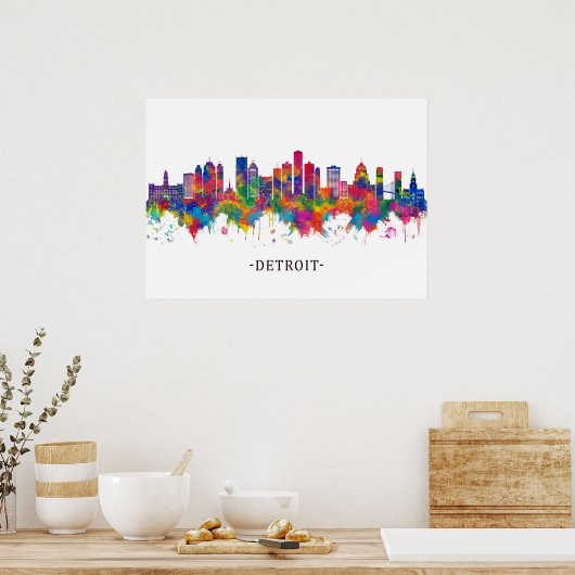 Detroit Michigan Skyline Poster (Keuken)