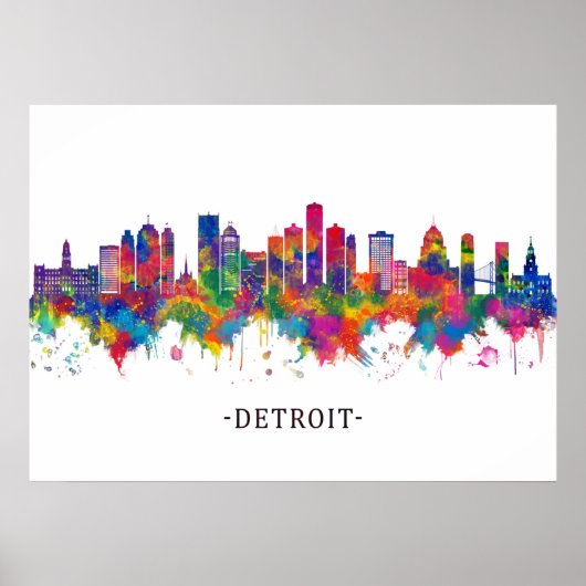 Detroit Michigan Skyline Poster (Voorkant)
