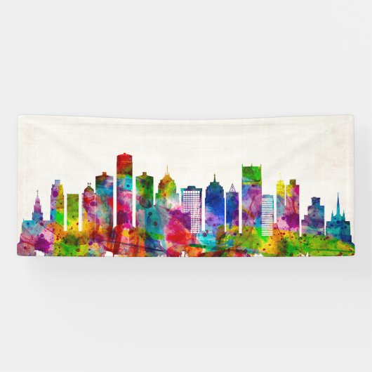 Detroit Michigan Skyline Spandoek (Horizontaal)