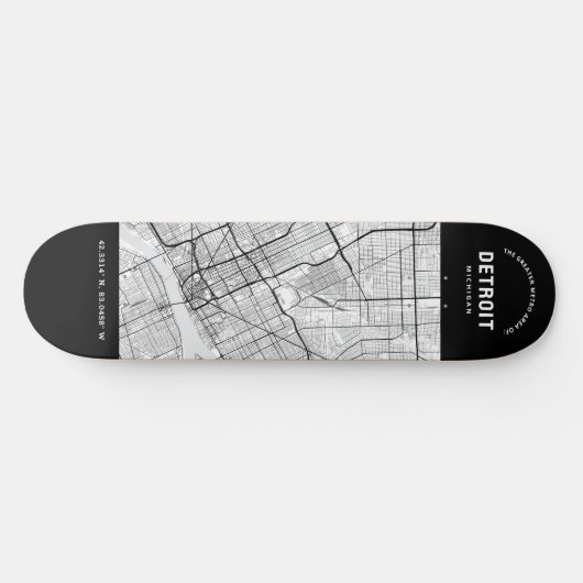 Detroit, Michigan Stadsplattegrond Skateboard (Horizontaal)