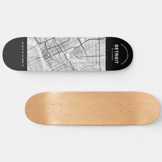 Detroit, Michigan Stadsplattegrond Skateboard (Horizontaal)